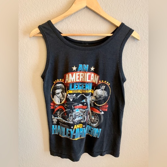 Tops - 1987 Harley Davidson Elvis Presley Vintage Tank Top Black Small